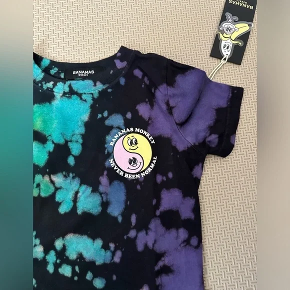 Bananas Monkey Tie Dye Yin Yang Twins Youth 2T Tee - Picture 2 of 3